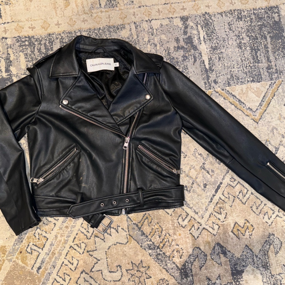 Chic Black Calvin Klein Leather Jacket